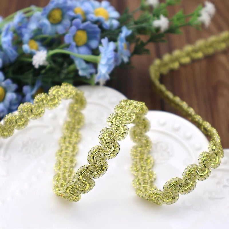 DHFLYDH Rick Rack Trim Braid Lace Trim Embellishment Metallic Edge 20 Yards Braid Lace Trim Wave Braid Lace Ribbon for DIY Crafts Sewing (Champagne) - Image 4